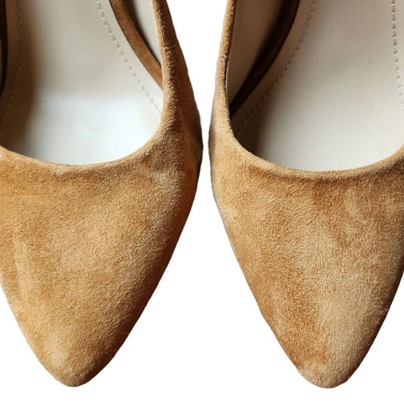 Elegant Tan Suede Pumps - Picture 4 of 11